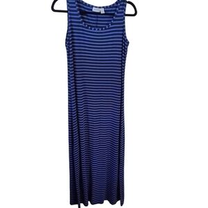 Zenergy By Chico's Blue Striped Classic Tank Maxi Dress Size 0(S)